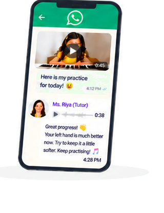 WhatsApp practice audio feedback mockup on smartphone